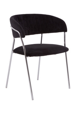 Interiors by Premier Tamzin Black Channel Chrome Finish Dining Chair