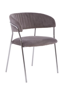 Interiors by Premier Tamzin Mink Channel Chrome Finish Dining Chair