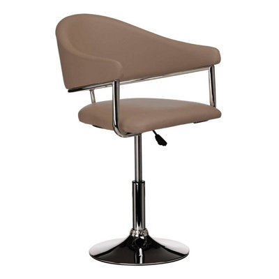 Interiors by Premier Tan Leather Effect Bar Chair, Leather Bar Chair, Height Adjustable Bar Chair With Arms, Modern Bar Chair