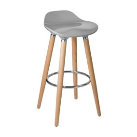 Interiors by Premier Taupe ABS and Beech Wood Bar Stool