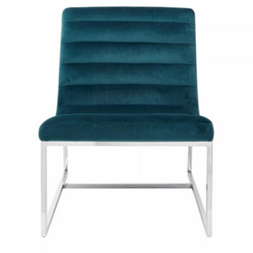 Interiors by Premier Teal Velvet Cocktail Chair, Easy to Adjust Comfy Chair, Effortless Cleaning Ocassional Accent Chair