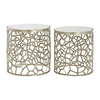 Interiors by Premier Templar Nickel / Marble Side Tables