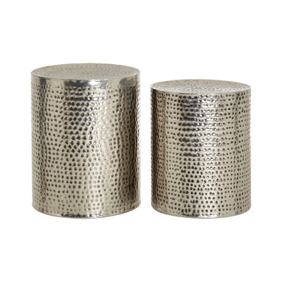 Interiors by Premier Templar Stools with Hammered Pewter Finish