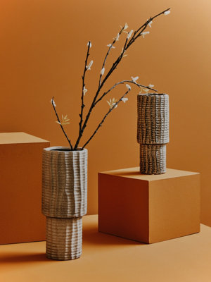 Interiors by Premier Textured Medium Vase, Contemporary Design Flower ...