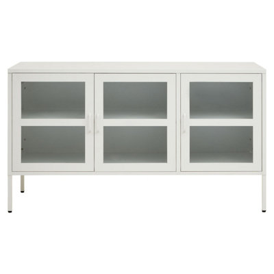 Interiors By Premier Three Door White Sideboard, Ample Storage Multi Drawer Sidebaord, Durable Industrial Sideboard Cabinet