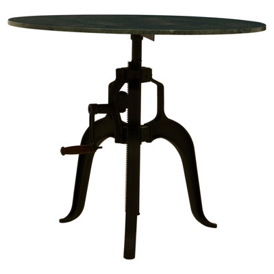 Interiors by Premier Three Leg Small Green Marble Iron Table, Industrial-style Black Finish Metal Table, Functional Side Table