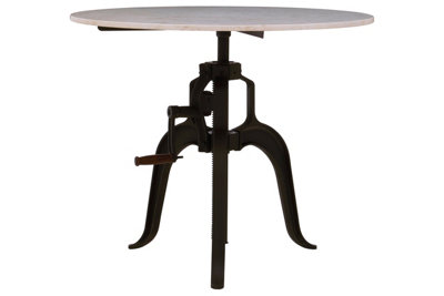 Interiors by Premier Three Leg Small White Marble Iron Table, Modern Design Round Decorative Table, Industrial-Style Side Table