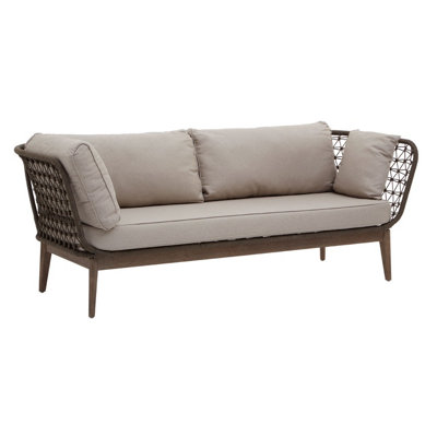 Interiors by Premier Three Seat Sofa, Rattan Outdoor Sofa, Long Lasting Rattan Lounge Sofa for Living Room with Grey Cushioning
