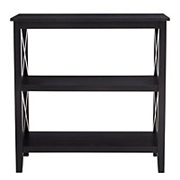 Interiors by Premier Three Shelf Black Book Case, Pine Wood Tall Book Shelf, Large Book Case for Home & Office