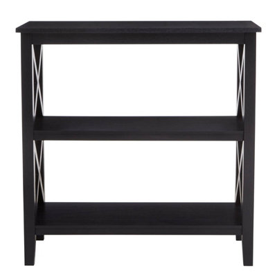 Interiors by Premier Three Shelf Black Book Case, Pine Wood Tall Book Shelf, Large Book Case for Home & Office