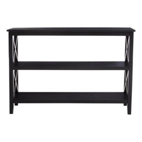Interiors by Premier Three Shelf Wide Black Book Case, Pine Wood Tall Book Shelf, Large Book Case for Home & Office