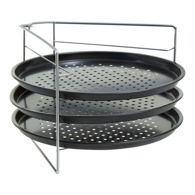 Interiors by Premier Three Tier Pizza Rack, Non-Stick Carbon Steel Rack ...