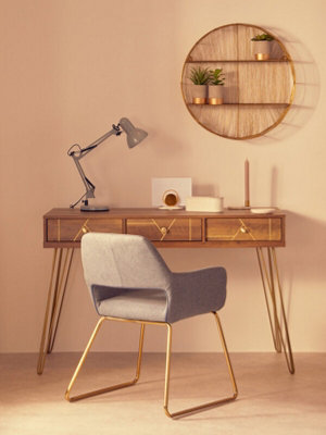 Interiors By Premier Timeless Design Desk, Ample Storage Metallic ...