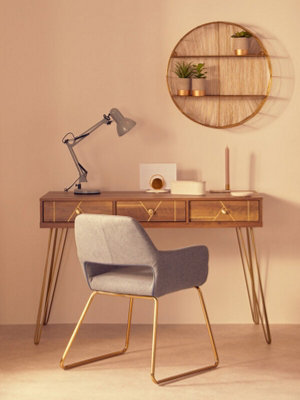 Interiors By Premier Timeless Design Desk, Ample Storage Metallic Furniture, Compact And Versatile Three Drawer Work Desk