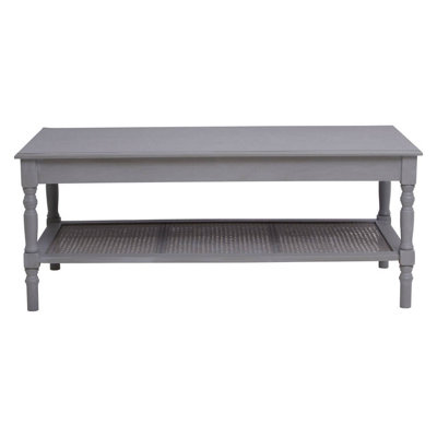 Interiors by Premier Traditional Grey Coffee Table, Wood Table for Coffee and Outdoor with Bottom Shelf, Pine Wood Tea Table