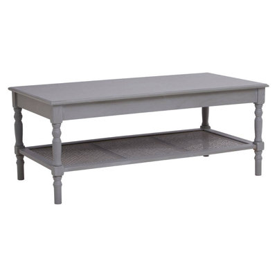 Interiors by Premier Traditional Grey Coffee Table, Wood Table for Coffee and Outdoor with Bottom Shelf, Pine Wood Tea Table