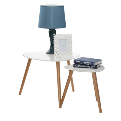 Interiors by Premier Triangular Nest of 2 Tables, High Gloss Nesting Table, Console Tables for Living Room, Durable Small Tables