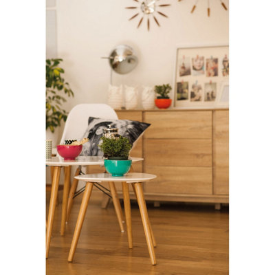 Interiors by Premier Triangular Nest of 2 Tables, High Gloss Nesting Table, Console Tables for Living Room, Durable Small Tables