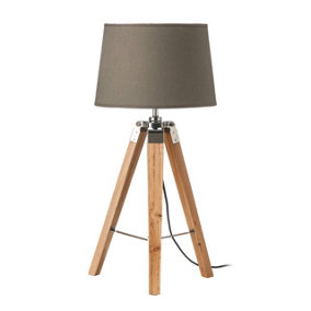 Interiors by Premier Tripod Table Lamp with Light Wood Base