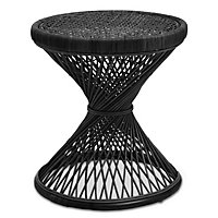 Interiors by Premier Twist Design Black Finished Twisted Table, Sustainable Rattan Coffee Table, Durable Small Table for Bedroom