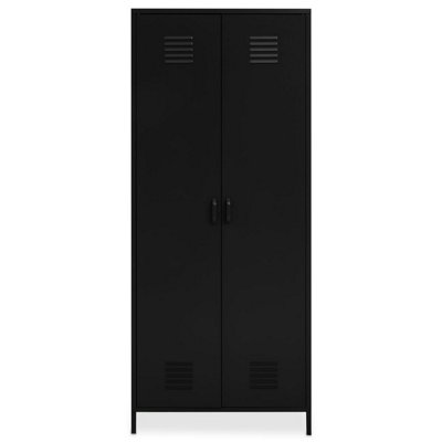 Interiors by Premier Two Door Black Wardrobe, Customized Organation by Adjustable Shelf Wardrobe, Durable Wardrobe With Drawers