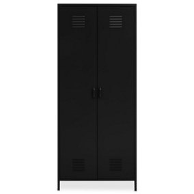 Interiors By Premier Two Door Black Wardrobe, Customized Organation By Adjustable Shelf Wardrobe, Durable Wardrobe With Drawers