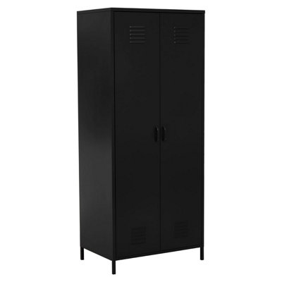 Interiors By Premier Two Door Black Wardrobe, Customized Organation By Adjustable Shelf Wardrobe, Durable Wardrobe With Drawers