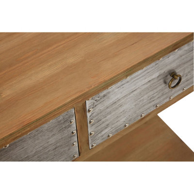 Interiors by Premier Two Drawer Console Table, Chic Hallway Table, 2 Metal Drawer Solid Wood Console Table, Rustic Console Table