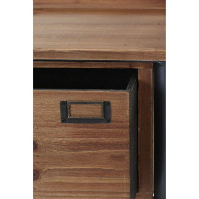 Interiors by Premier Two-Tier One Drawer Wooden Side Table, Stylish & Practical Natural Wooden Side Table, Rectangular Side Table