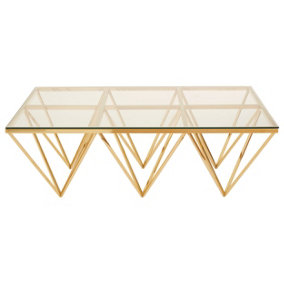 Interiors by Premier Unique Design Gold Finish Spike Legs Coffee Table, Durable Decorative Table, Sleek Display Coffee Table