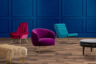 Interiors by Premier Velvet Cocktail Chair, Easy to Adjust Comfy Chair, Effortless Cleaning Ocassional Accent Chair