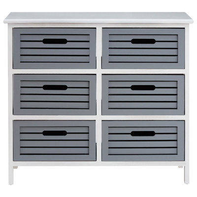 Interiors by Premier Vermont 6 Grey Drawers Unit, Delivered Fully Assmbled