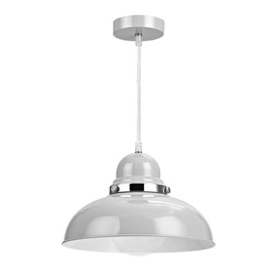 Interiors by Premier Vermont Flint Grey Bowl Shaped Pendant Light