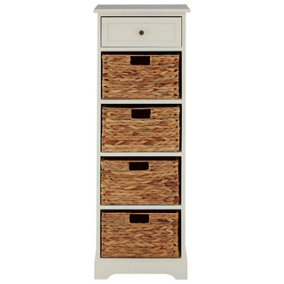 Interiors by Premier Vermont Ivory 1 Drawer 4 Baskets Cabinet