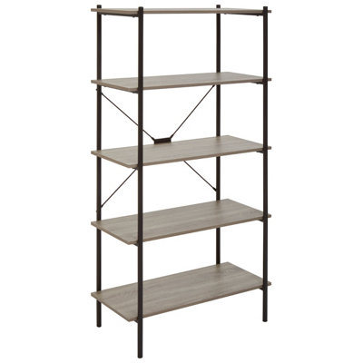 Interiors By Premier Versatile Five Tier Grey Oak Shelf Unit, Ample Storage Shelving Unit, Sturdy And Durable tall Cupboards