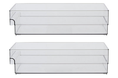 Interiors By Premier Versatile Large Set Of Two Fridge Bin Organisers, Integrated Handle Narrow Storage Boxes, Versatile Boxes