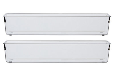 Interiors By Premier Versatile Large Set Of Two Slim Kitchen Organisers, Integrated Handle Narrow Storage Boxes, Versatile Boxes
