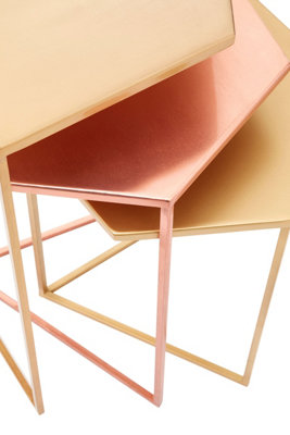 Interiors by Premier Versatile Set Of 3 Bronze Finish Tables, Stylish Metallic Nesting Tables, Geometric Couch Side Tables