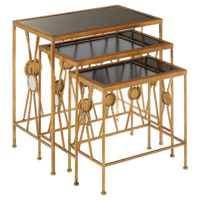 Interiors By Premier Versatile Set Of 3 Cross Design Nesting Tables, Elegant Nesting Tables For Livingroom, Sleek Side Table