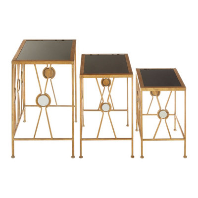 Interiors By Premier Versatile Set Of 3 Cross Design Nesting Tables, Elegant Nesting Tables For Livingroom, Sleek Side Table