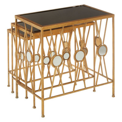 Interiors By Premier Versatile Set Of 3 Cross Design Nesting Tables, Elegant Nesting Tables For Livingroom, Sleek Side Table