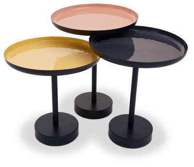 Interiors by Premier Versatile Set Of Three Gold And Black Tray Tables, Elegant Sitting Room Table, Durable Statement Side Table