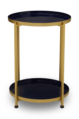 Interiors by Premier  Versatile Two Tier Side Table, Small Side Table, Stylish Round Lounge Table, Brass Finish Bedside Table
