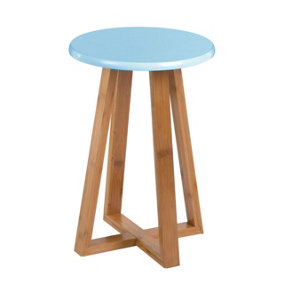 Interiors by Premier Viborg Blue Bamboo Round Stool