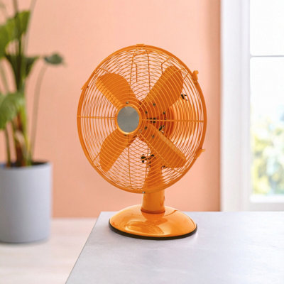 Interiors by Premier Vibrant Orange Oscillating Desk Fan, 3-Speed ...