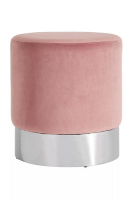 Interiors by Premier Vogue Pink Velvet Round Stool DIY at B&Q
