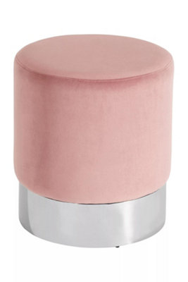 Interiors by Premier Vogue Pink Velvet Round Stool