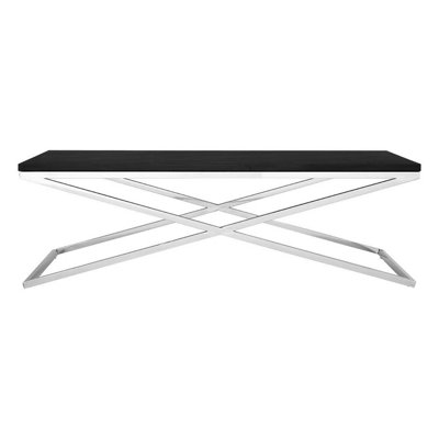 Interiors by Premier White and Black Coffee Table, Luxury Modern Rectangular Coffee Table, Wood Top Metal Frame Coffee Table