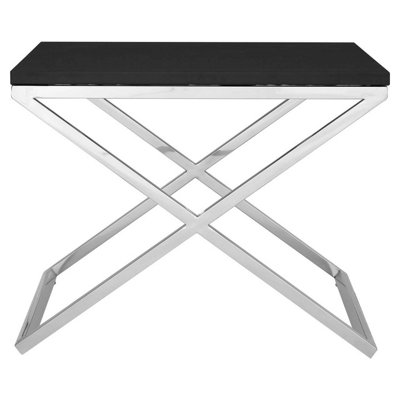 Interiors by Premier White and Black End Table, Modern Rectangular Side Table, Wood and Metal Side Table, Metal Bedside Table