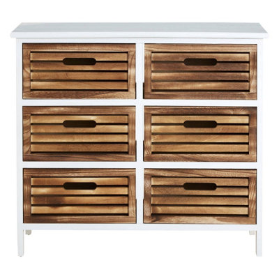 Interiors by Premier White and Natural 6 Drawer Chest, Contemporary Drawer Chest, 6 Drawers Unit, White 6 Drawer Chest Dresser